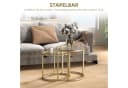 OKWISH Couchtisch 2er-Set Gold stapelbar Stahlrahmen Hartglas Bild 4