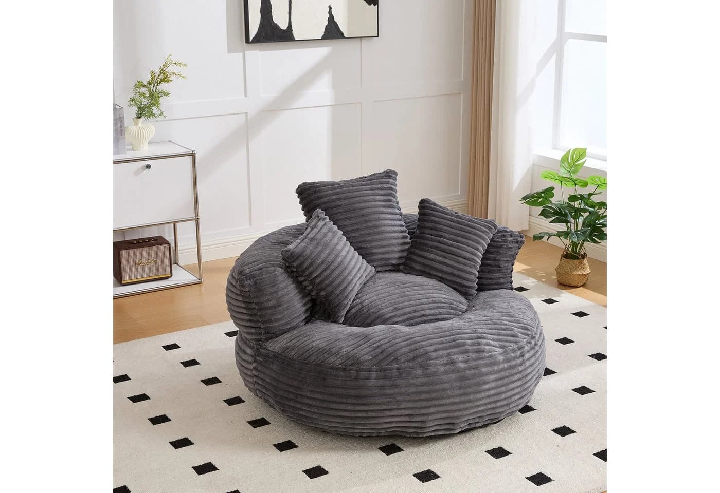 OKWISH Sitzsack Liegesessel mit hoher Rückenlehne Dunkelgrau - Bild 2