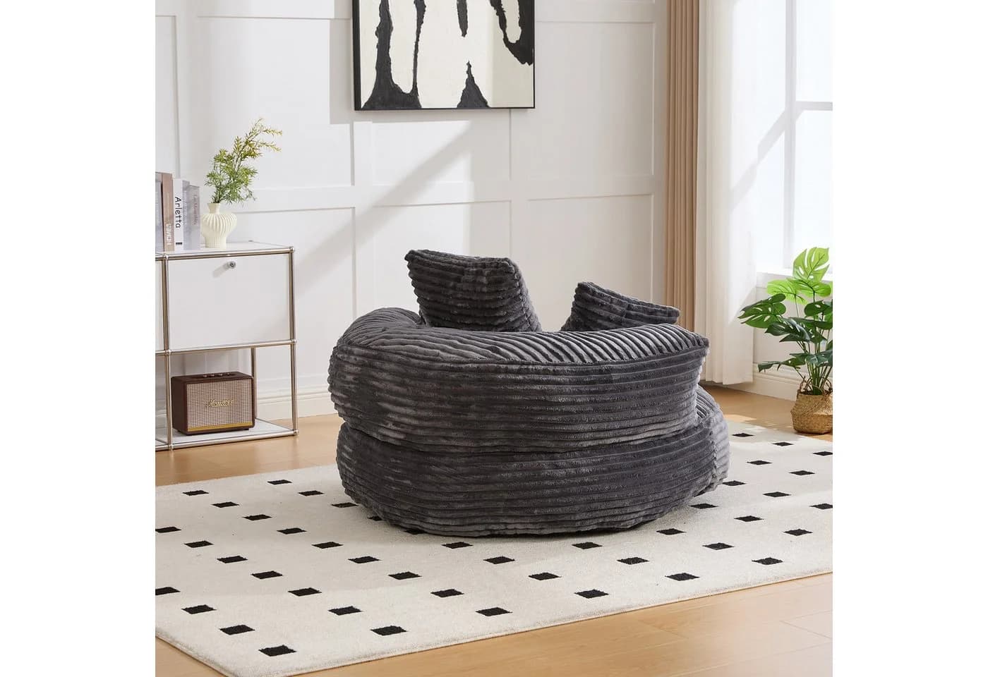 OKWISH Sitzsack Liegesessel mit hoher Rückenlehne Dunkelgrau - Bild 3