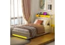 OKWISH Polsterbett 140x200 Beige mit RGB-LED, Bettkasten & USB Bild 1
