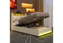 OKWISH Polsterbett 140x200 Beige mit RGB-LED, Bettkasten & USB Bild 3