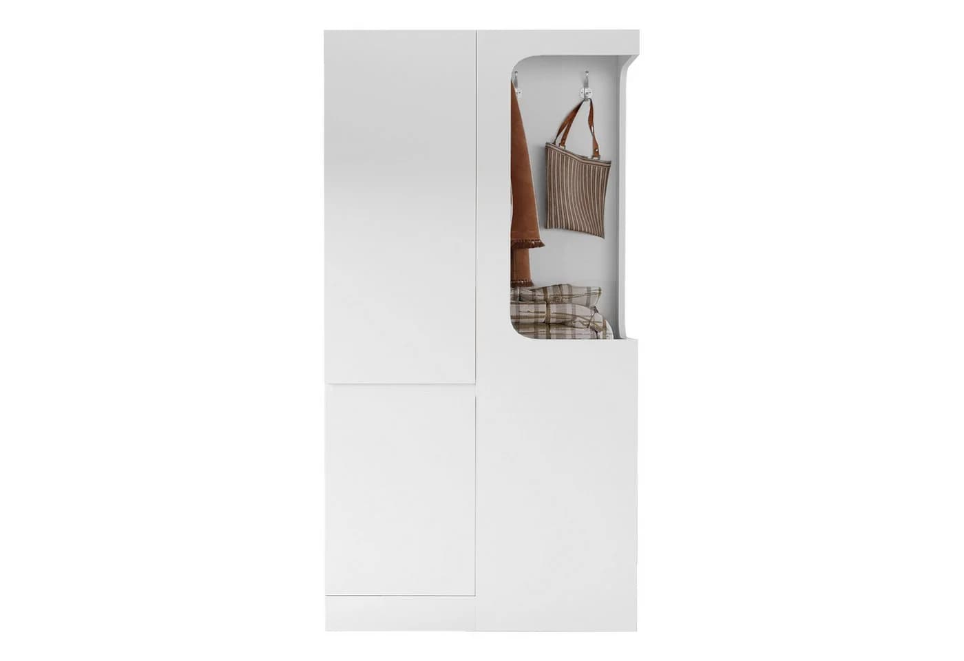 OKWISH Kleiderschrank Weiß mit 4 Schubladen & offenem Fach - Bild 5