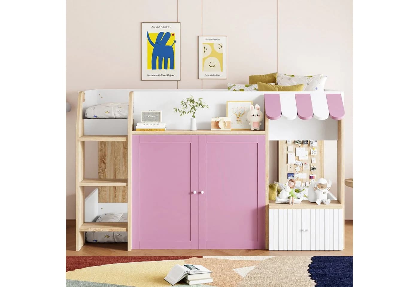 OKWISH Etagenbett Kinderbett Holzbett 90x200cm