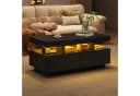OKWISH Couchtisch Teetisch mit Vertikal gestreifter Oberfläche, LED-Lichtleiste Bild 2