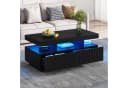 OKWISH Couchtisch Teetisch mit Vertikal gestreifter Oberfläche, LED-Lichtleiste Bild 4