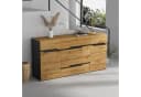 OKWISH Sideboard Wohnzimmerschrank Schwarz Holzoptik 2 Türen 4 Schubladen Bild 3
