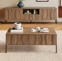 OKWISH Wohnzimmer-Set mit TV-Lowboard & Couchtisch Natur Holzoptik Bild 2