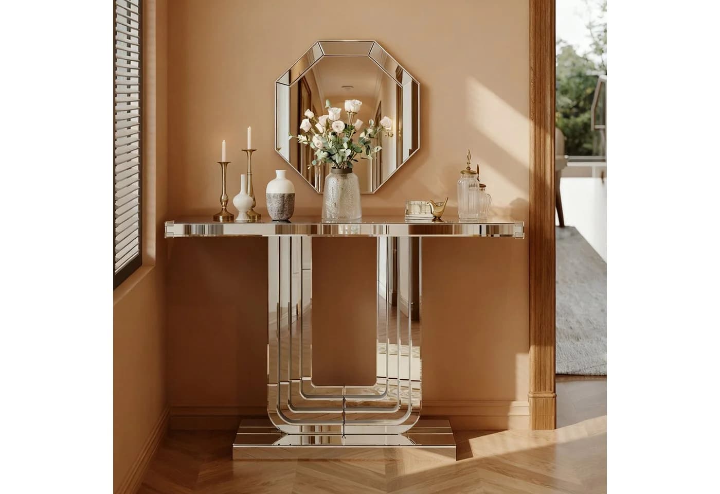 OKWISH Konsolentisch Silber U-Form-Basis - Bild 1