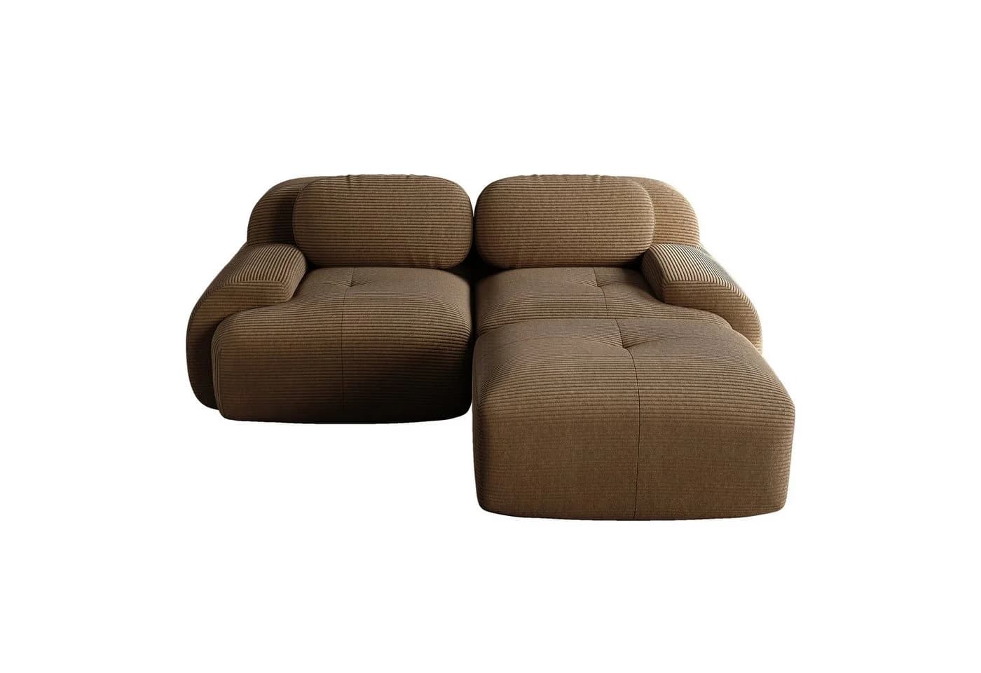 OKWISH Ecksofa Cordsofa Braun Modular