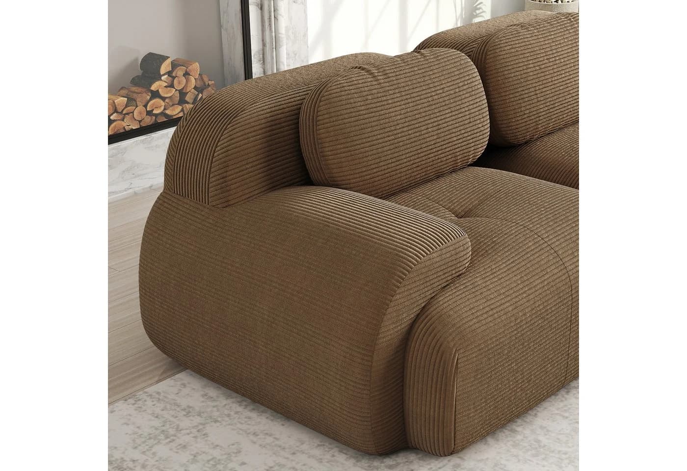 OKWISH Ecksofa Cordsofa Braun Modular - Bild 5