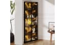 OKWISH Vitrine Regal 62x35x160 cm mit LED-Beleuchtung und Soft-Close-Türen Bild 1