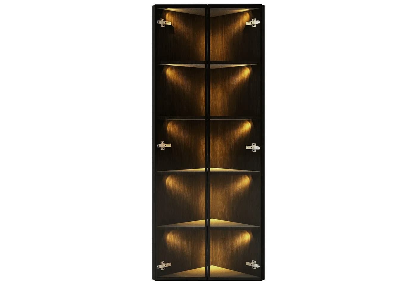 OKWISH Vitrine Regal 62x35x160 cm mit LED-Beleuchtung und Soft-Close-Türen - Bild 3