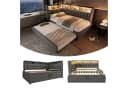 OKWISH Polsterbett Leinen-Ausziehbett 90/180x200 cm mit LED, Bluetooth und Stauraum Bild 4