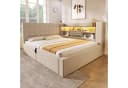 OKWISH Polsterbett 140x200 cm Beige mit LED-Beleuchtung & USB-Ladestation Bild 2