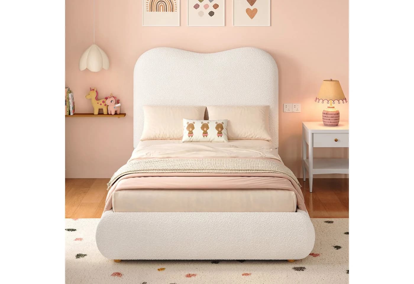 OKWISH Polsterbett 90x200 cm mit Stauraum und Lattenrost Beige - Bild 3