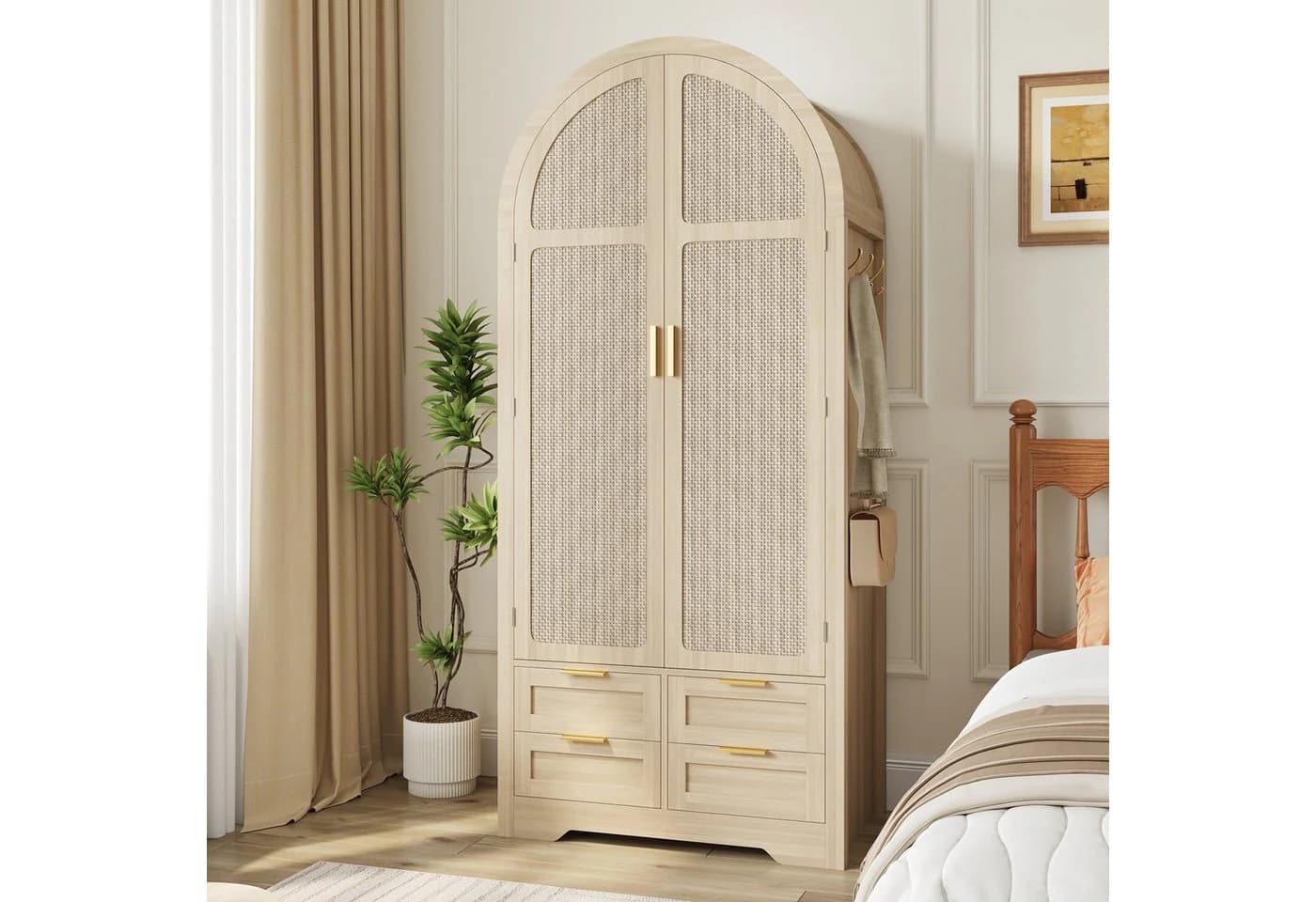 OKWISH Kleiderschrank Regal Rattan - Bild 2