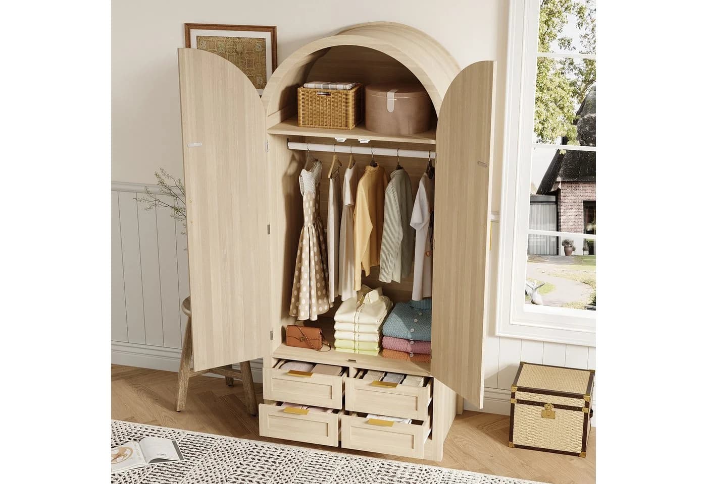 OKWISH Kleiderschrank Regal Rattan - Bild 3