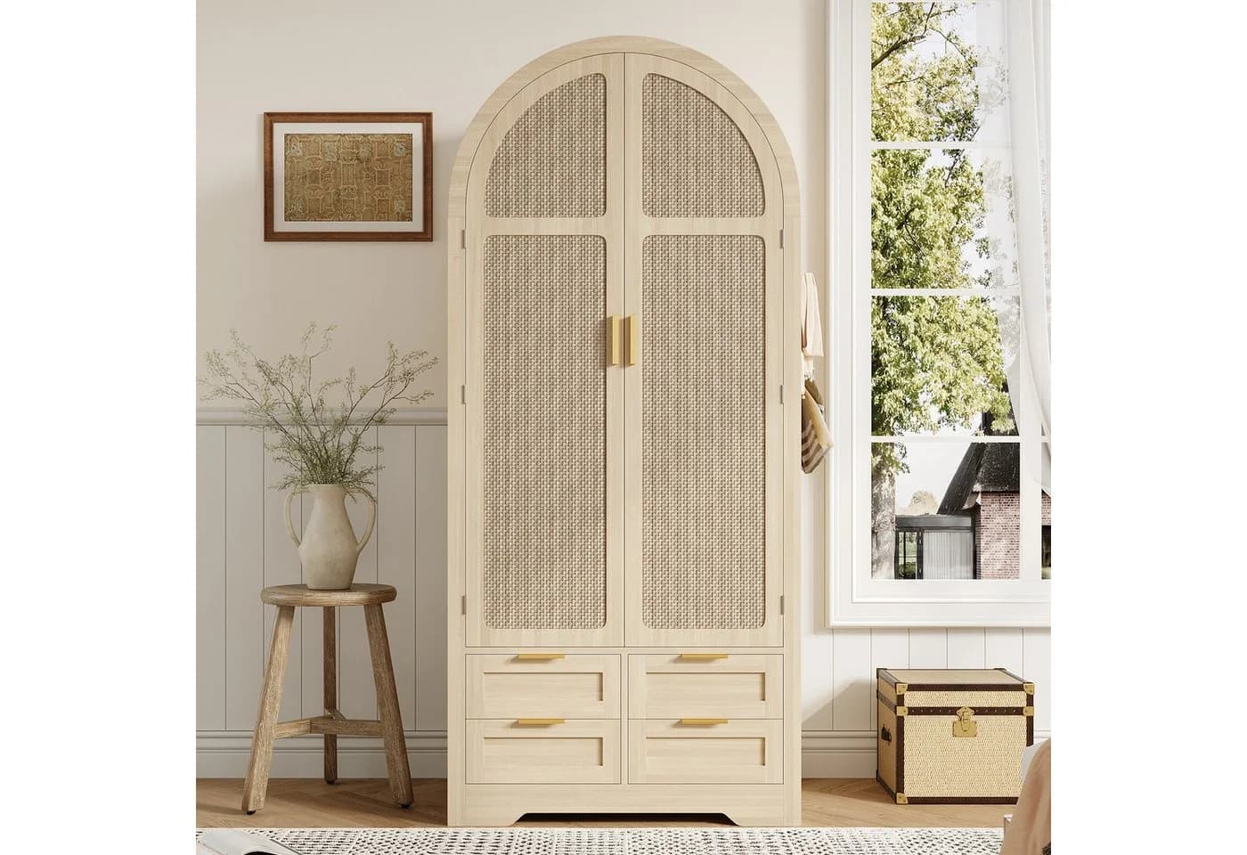 OKWISH Kleiderschrank Regal Rattan - Bild 4