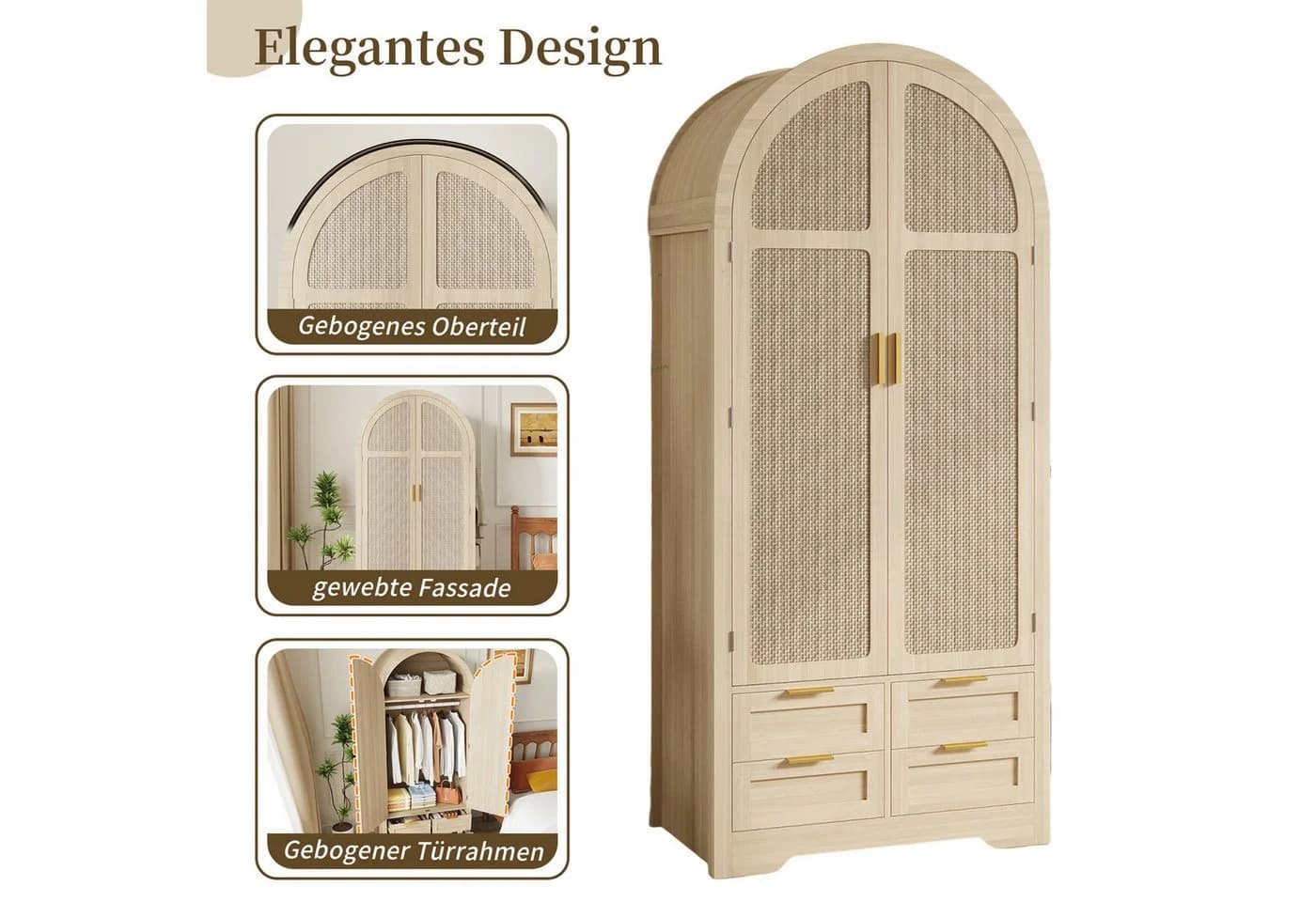 OKWISH Kleiderschrank Regal Rattan - Bild 5