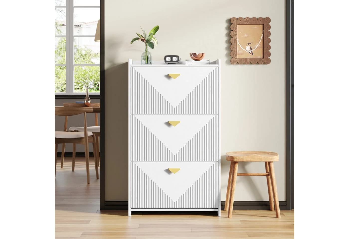 OKWISH Schuhschrank Weiß mit 6 Fächern und Vakuumformdesign - Bild 4