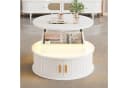 OKWISH runder Couchtisch höhenverstellbar mit LED-Beleuchtung und Stauraum Bild 4