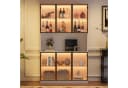 OKWISH Vitrine Regal Weiß mit LED-Beleuchtung & 6 Glastüren Bild 2