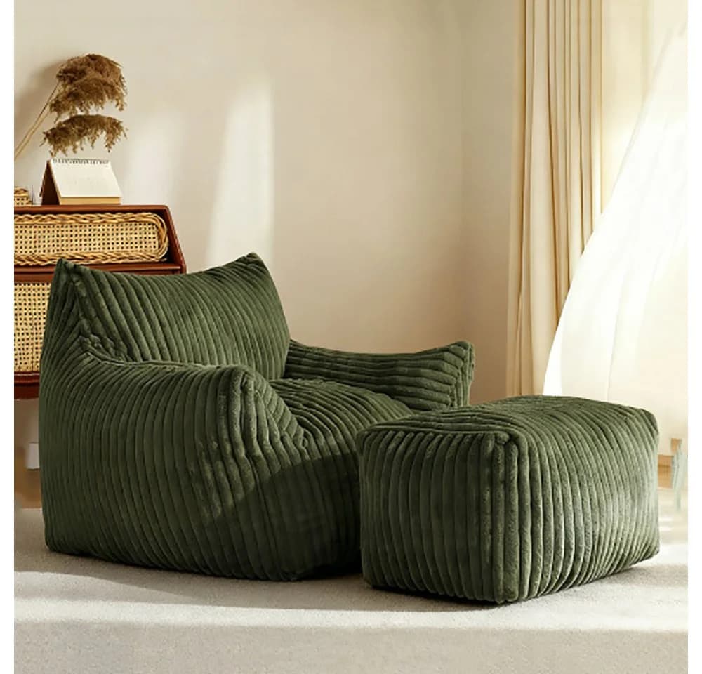 OKWISH Sofa Sitzsack Grün mit Ottoman - Ergonomisches Lounge-Sofa - Bild 2