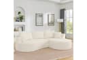 OKWISH 3-Sitzer Sofa Beige Cordstoff mit Getränkehalter & Kissen Bild 2