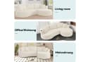 OKWISH 3-Sitzer Sofa Beige Cordstoff mit Getränkehalter & Kissen Bild 5