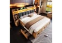 OKWISH Holzbett 180x200 cm Eiche mit LED-Beleuchtung und Stauraum Bild 2
