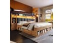 OKWISH Holzbett 180x200 cm Eiche mit LED-Beleuchtung und Stauraum Bild 3