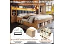 OKWISH Holzbett 180x200 cm Eiche mit LED-Beleuchtung und Stauraum Bild 5