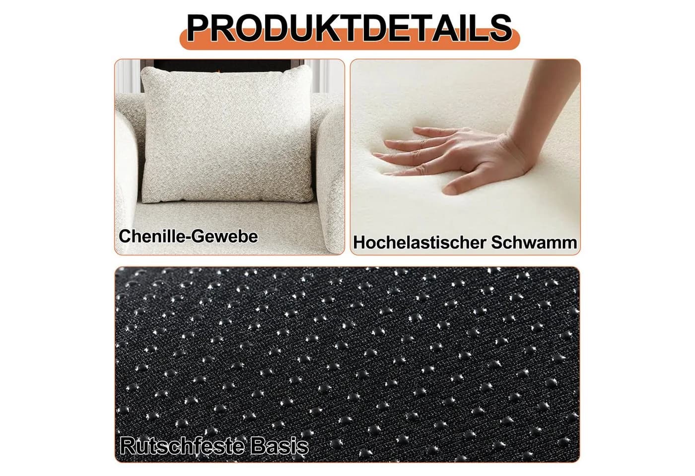 OKWISH Schlafsofa Modernes Chenille-Sofa 2-in-1 mit Stauraum Beige - Bild 4