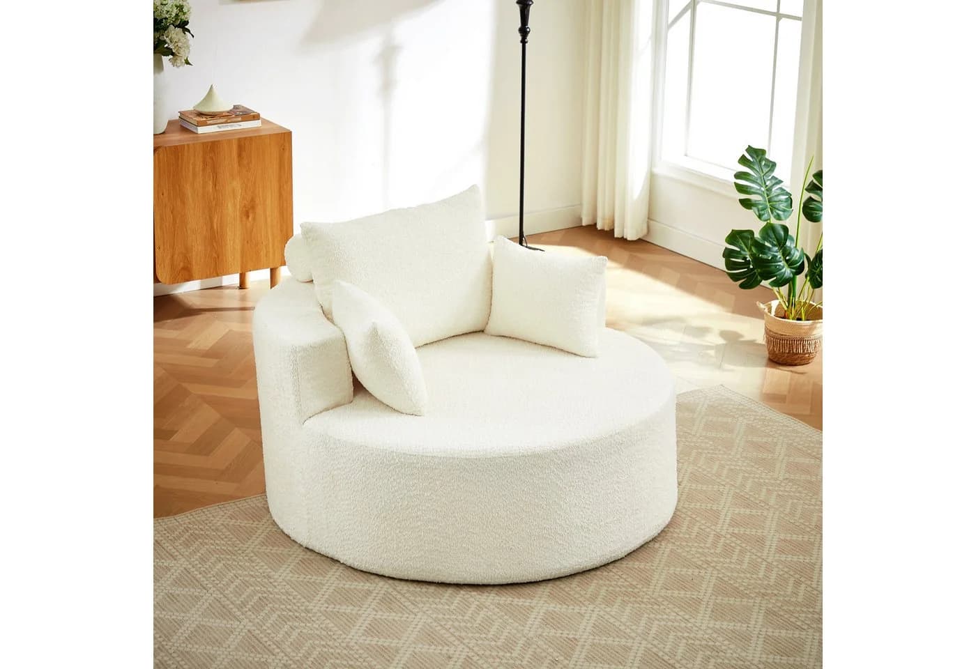 OKWISH Relaxsessel Modern Beige Chenille mit Kopfstütze - Bild 2