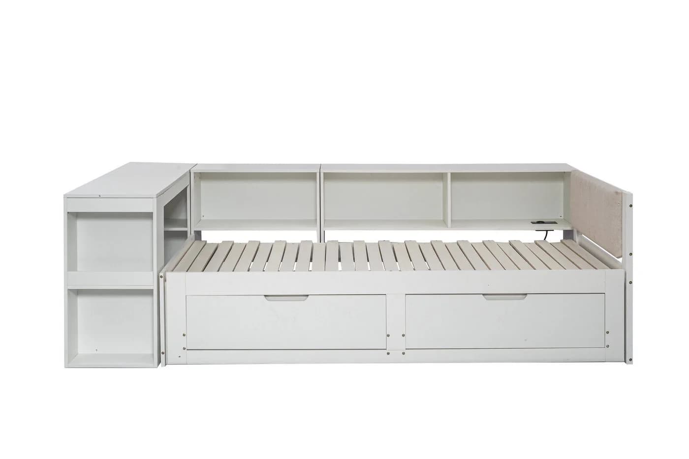 OKWISH Stauraumbett ausziehbar mit Schreibtisch und Schubladen - Bild 5