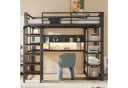 OKWISH Hochbett Metallbett Schwarz mit LED-Beleuchtung & Schreibtisch Bild 3