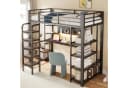 OKWISH Hochbett Metallbett Schwarz mit LED-Beleuchtung & Schreibtisch Bild 4