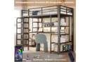 OKWISH Hochbett Metallbett Schwarz mit LED-Beleuchtung & Schreibtisch Bild 5