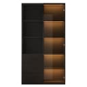 OKWISH Vitrine LED-Schrank Schwarz Glasfront Aluminiumrahmen Bild 4