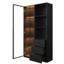 OKWISH Vitrine LED-Schrank Schwarz Glasfront Aluminiumrahmen Bild 5