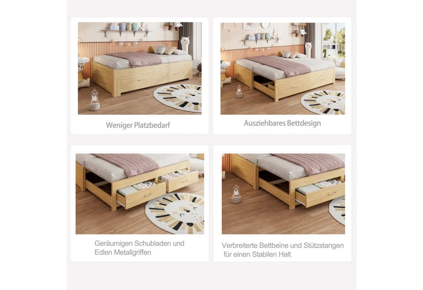 OKWISH Schlafsofa Ausziehbar Weiß mit Schubladen & Lattenrost - Bild 4