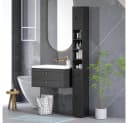 OKWISH Badschrank Schwarz Hochschrank mit Schublade Bild 1