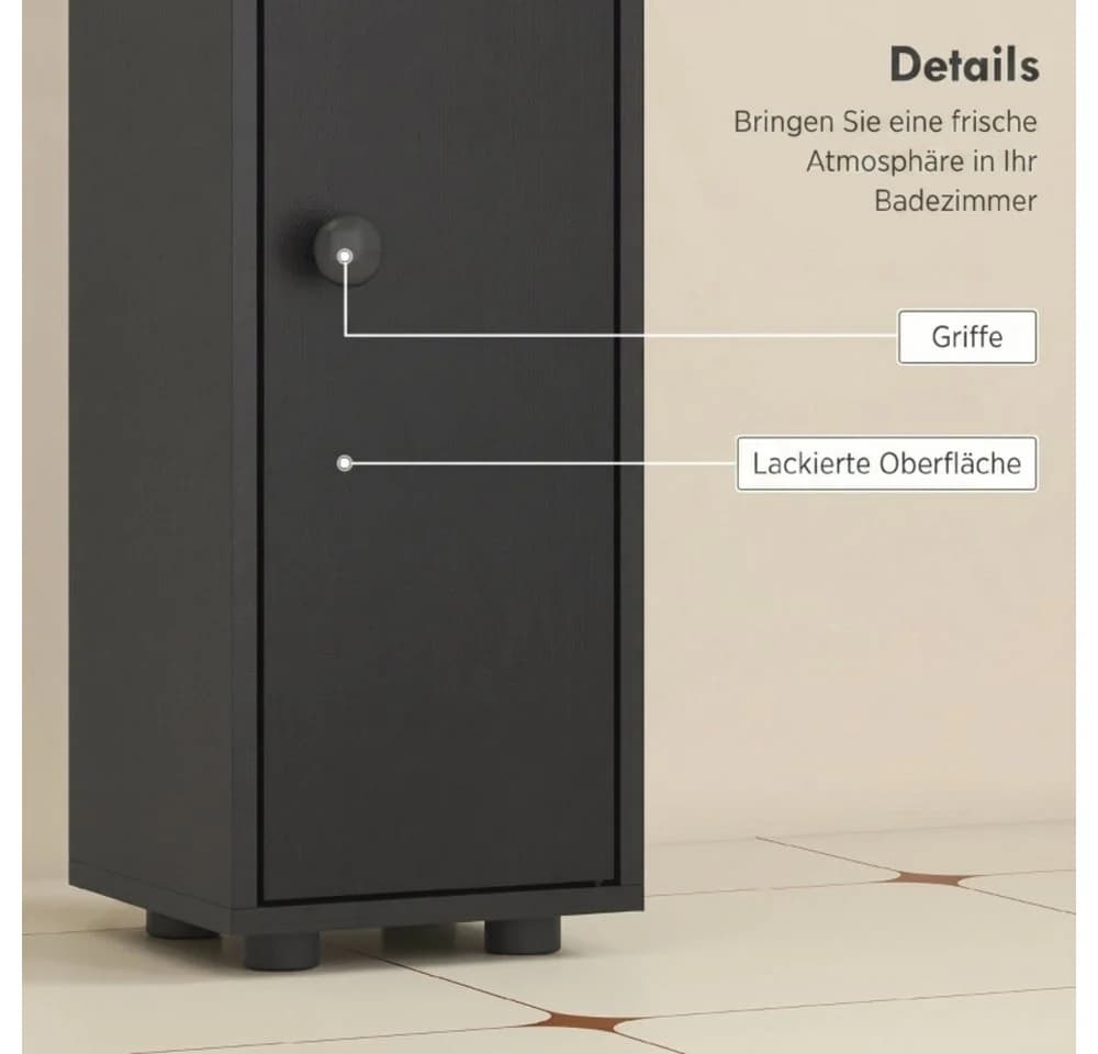 OKWISH Badschrank Schwarz Hochschrank mit Schublade - Bild 3