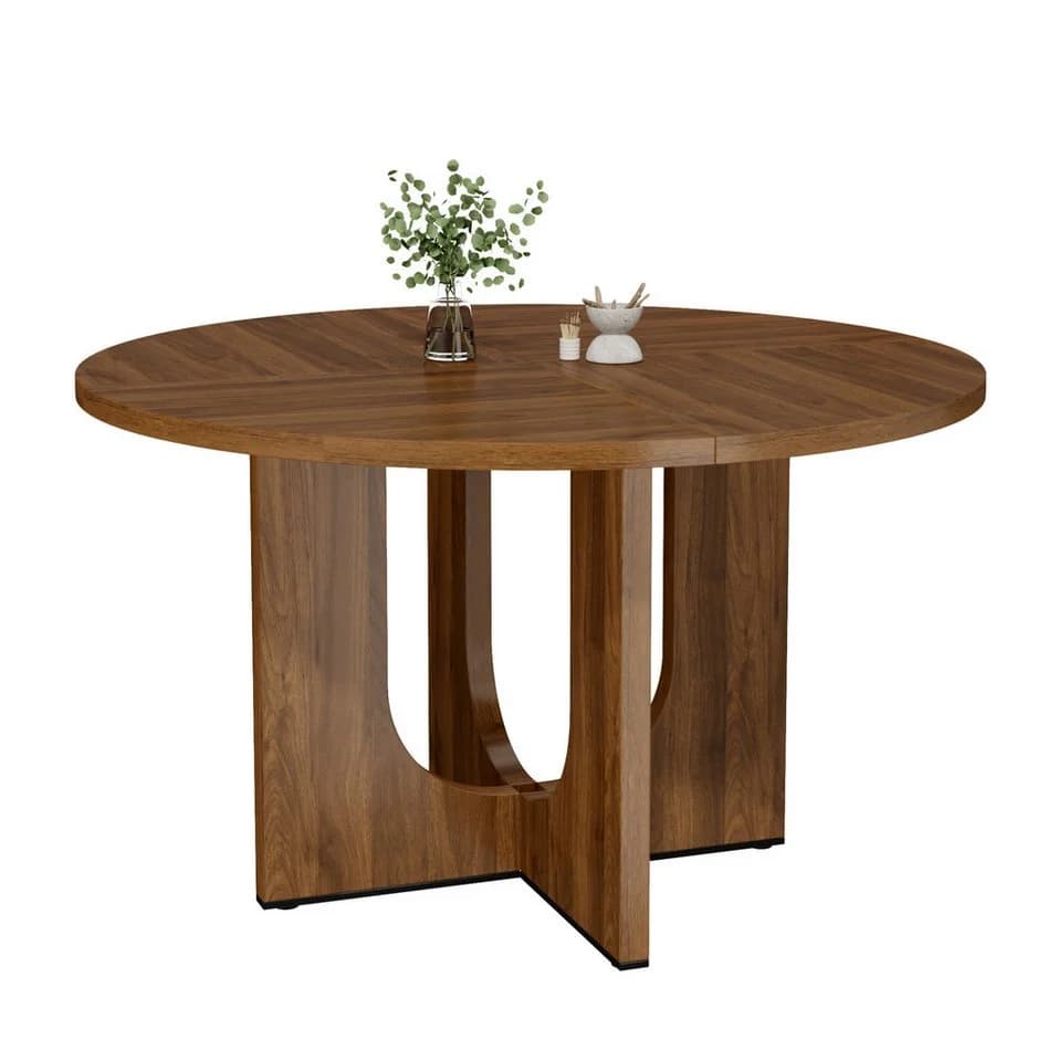 OKWISH Runder Esstisch Walnuss Skandinavisches Design - Bild 4