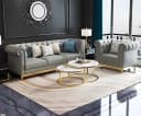 JVmoebel Chesterfield-Sessel Blau Echtleder Massivholz Bild 1
