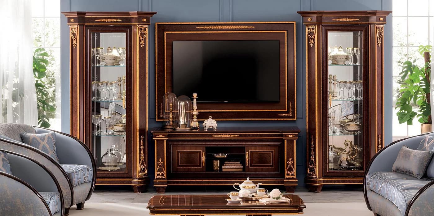 Xlmoebel TV-Schrank Wohnwand Vitrine Schrank im Rokoko Barock Design - Bild 2
