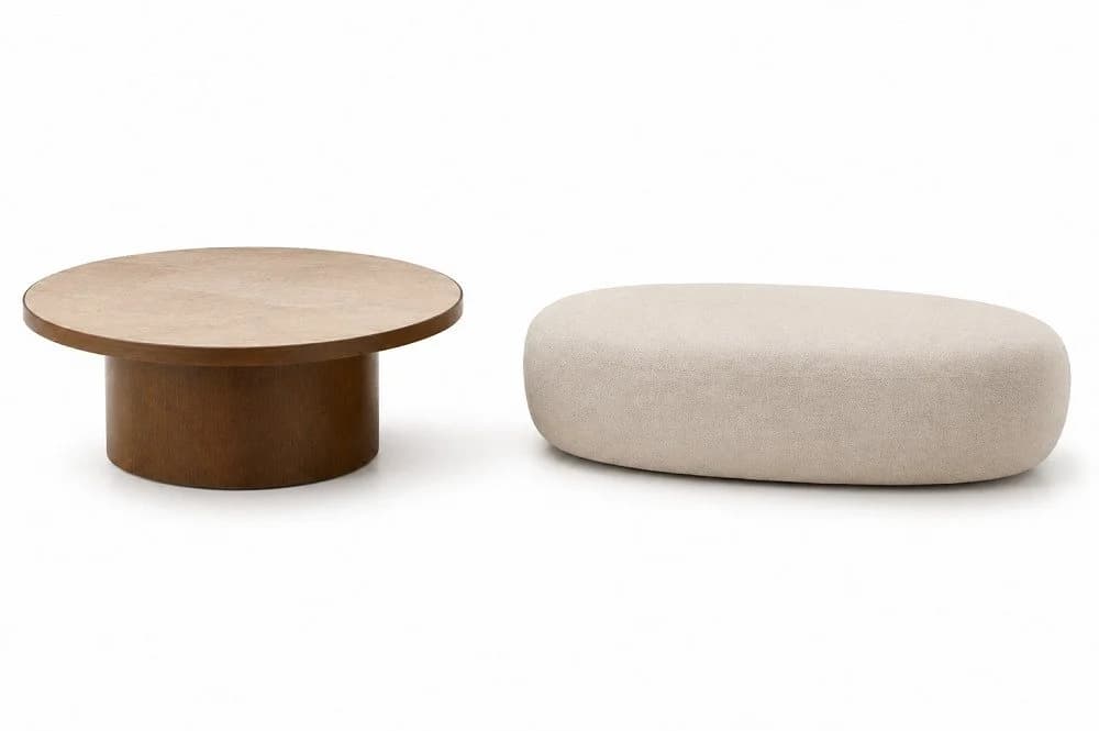 Xlmoebel Couchtisch-Set Modern Braun mit Hocker - Bild 2