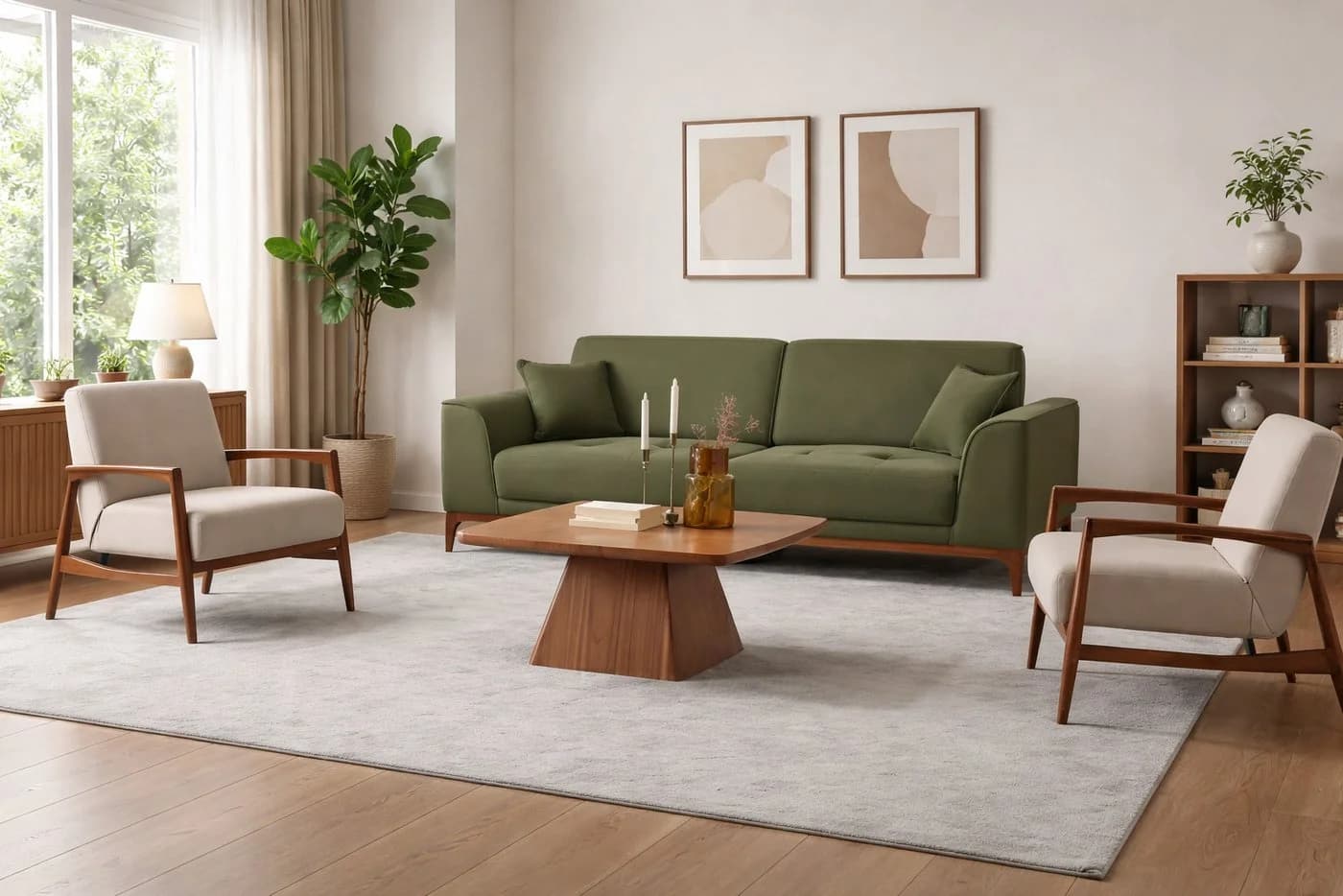 JVmoebel 3-Sitzer Sofa Set Modern Grün mit Sessel