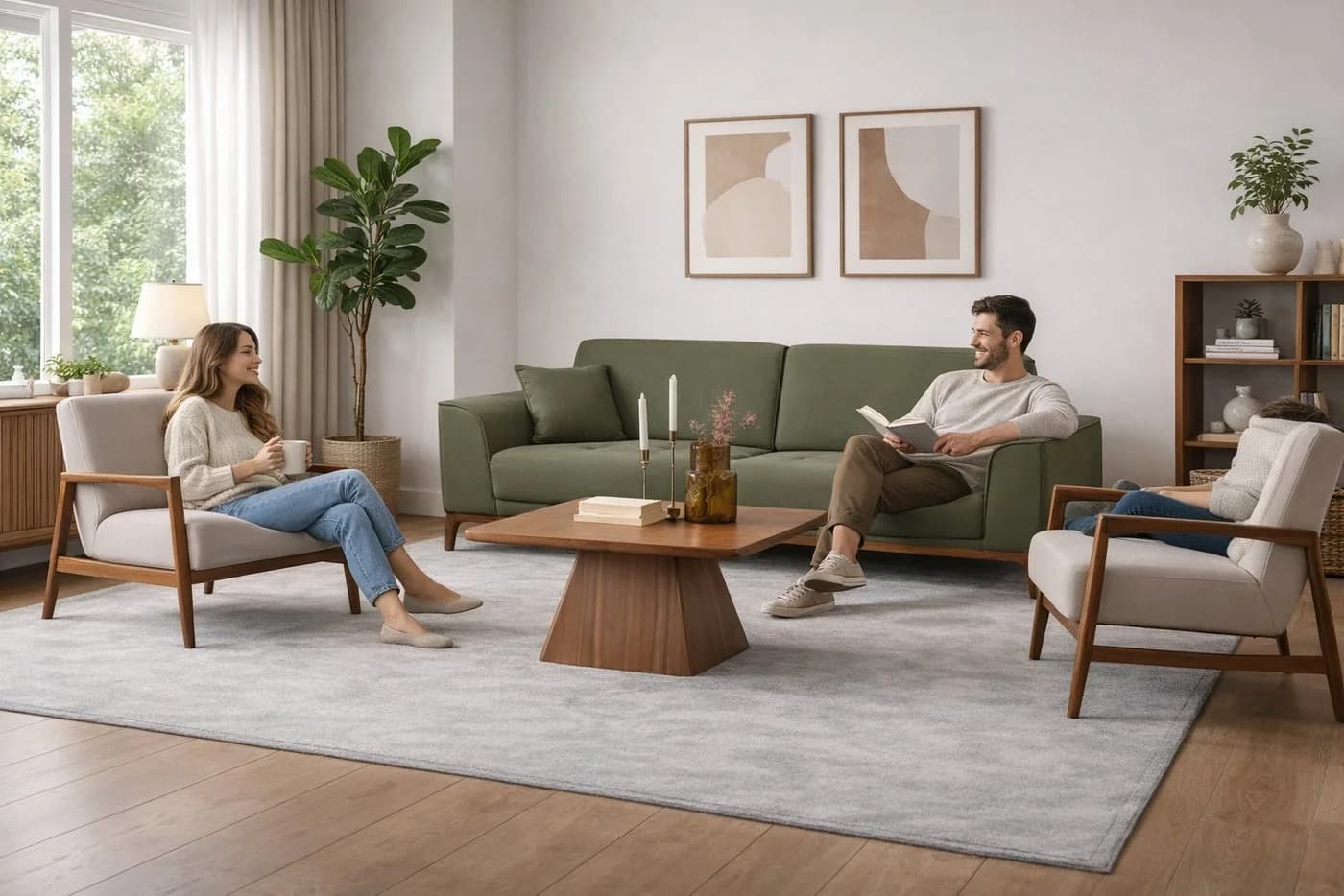 JVmoebel 3-Sitzer Sofa Set Modern Grün mit Sessel - Bild 3