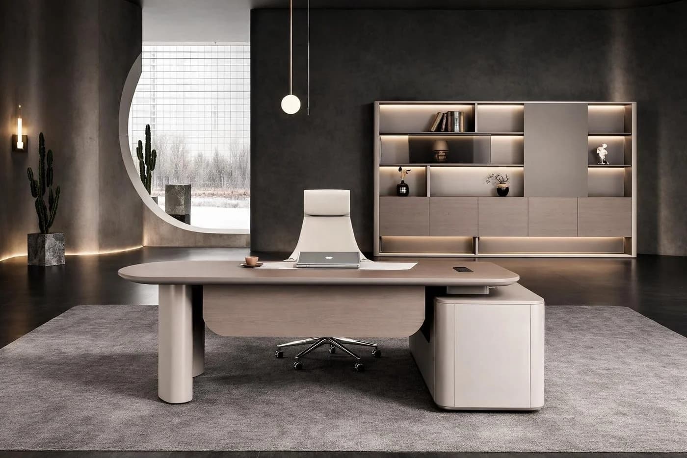 JVmoebel Büromöbel-Set Chefschreibtisch, Büroschrank & Sessel Elegantes Design - Bild 2